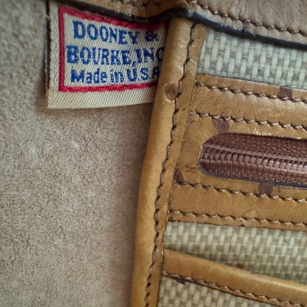 VTG Dooney & Bourke Ostrich-Textured Leather Tote Handbag - Picture 13 of 16